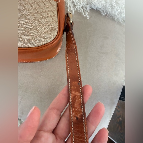 Celine Brown & Beige macadam Leather Trim Crossbody Bag - Picture 10 of 15